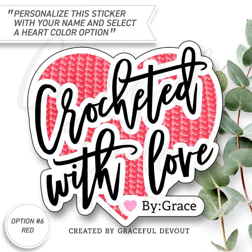 Crocheted With Love - 2" (inches)(48ct.) Stickers - Picture 7 of 8